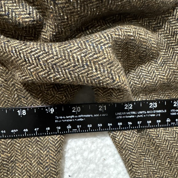 VTG Talbots Jacket Womens 10P Brown Long Sleeve Herringbone Faux Fur Collar RARE - Picture 13 of 14